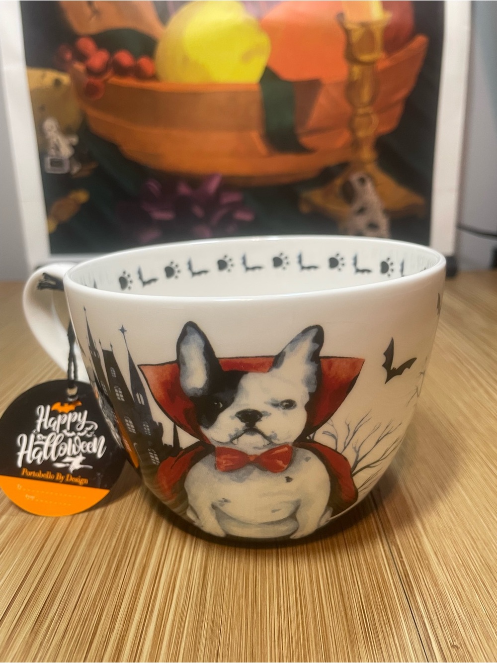 NWT Portobello By Design Count Dogula Mug Vampire French Bulldog Bone China 20oz